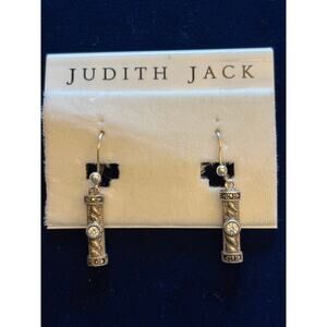 Vintage Judith Jack Sterling Silver Rhinestone Earrings Lever Back 1.5" $175